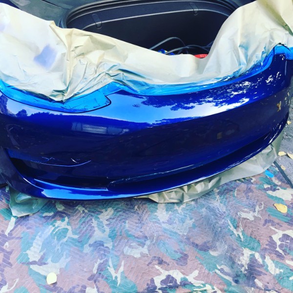 Picture of Blue tesla after Tesla paint repair in Phoenix