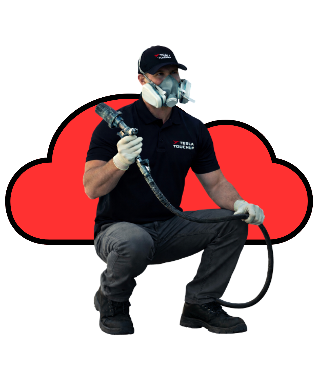 Tesla paint technician performing touch up repair in Phoenix Arizona